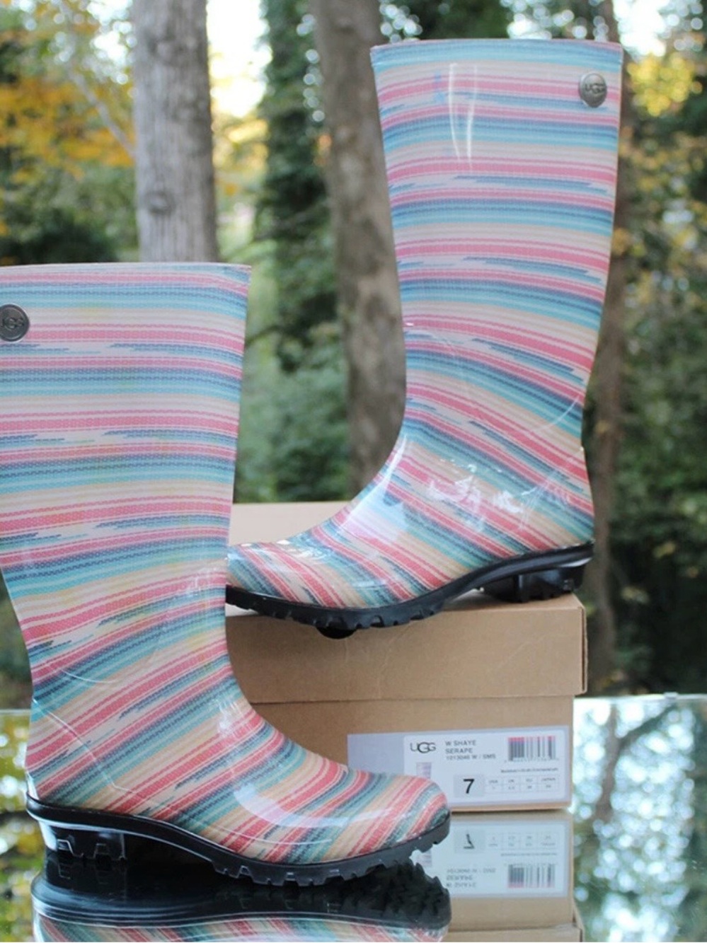UGG Australia Women's Shaye Serape Rain Boots Size 7 Multicolor 1013046   No box